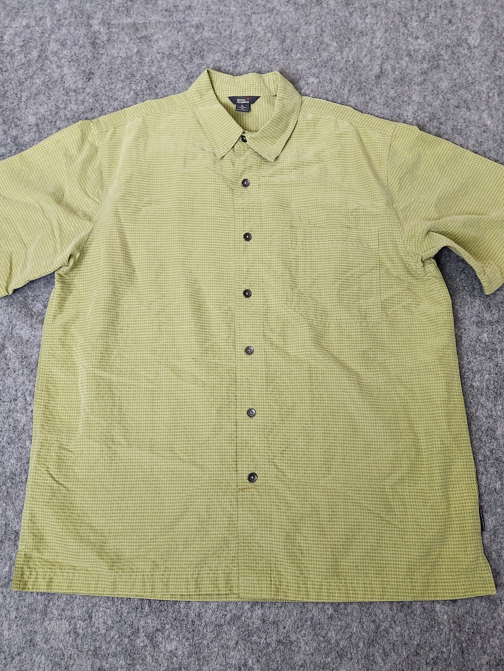 Royal Robbins Mojave Pucker Shirt Men's L Green Gingham Plaid Outdoor Sports
